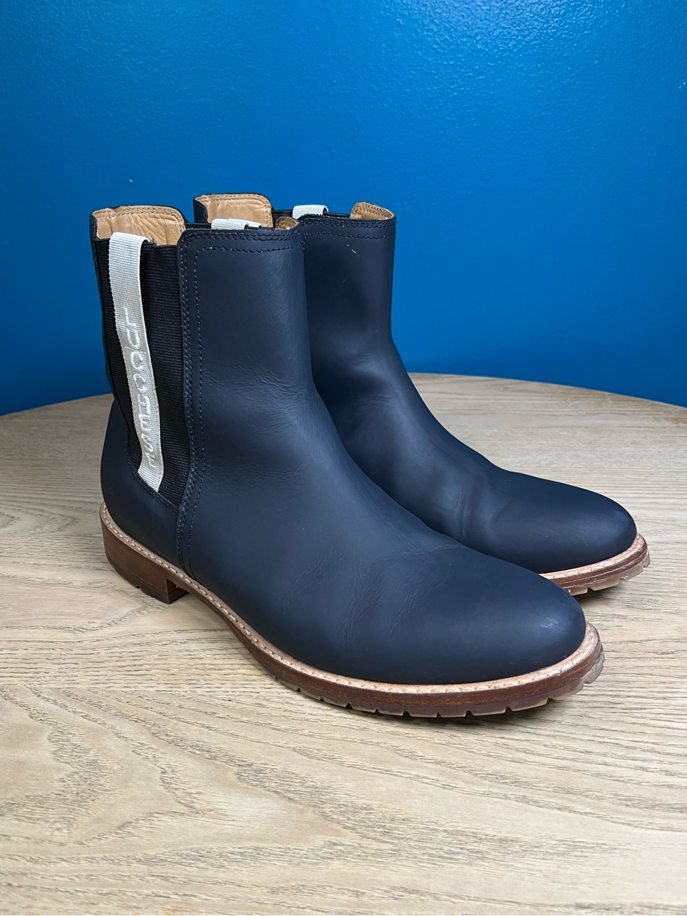 Lucchese All Weather Chelsea Garden Boots Pull On Navy Blue Women’s Size 11